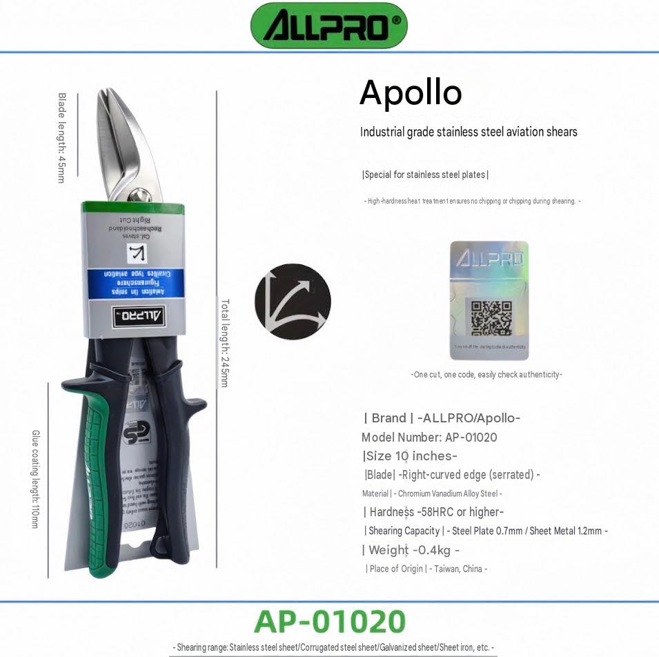 ALLPRO Aviation Tin Snips – Straight, Left & Right Cut
