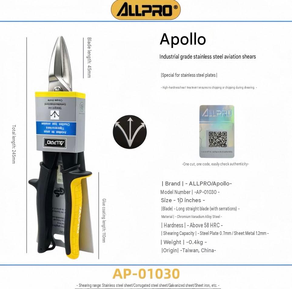 ALLPRO Aviation Tin Snips – Straight, Left & Right Cut