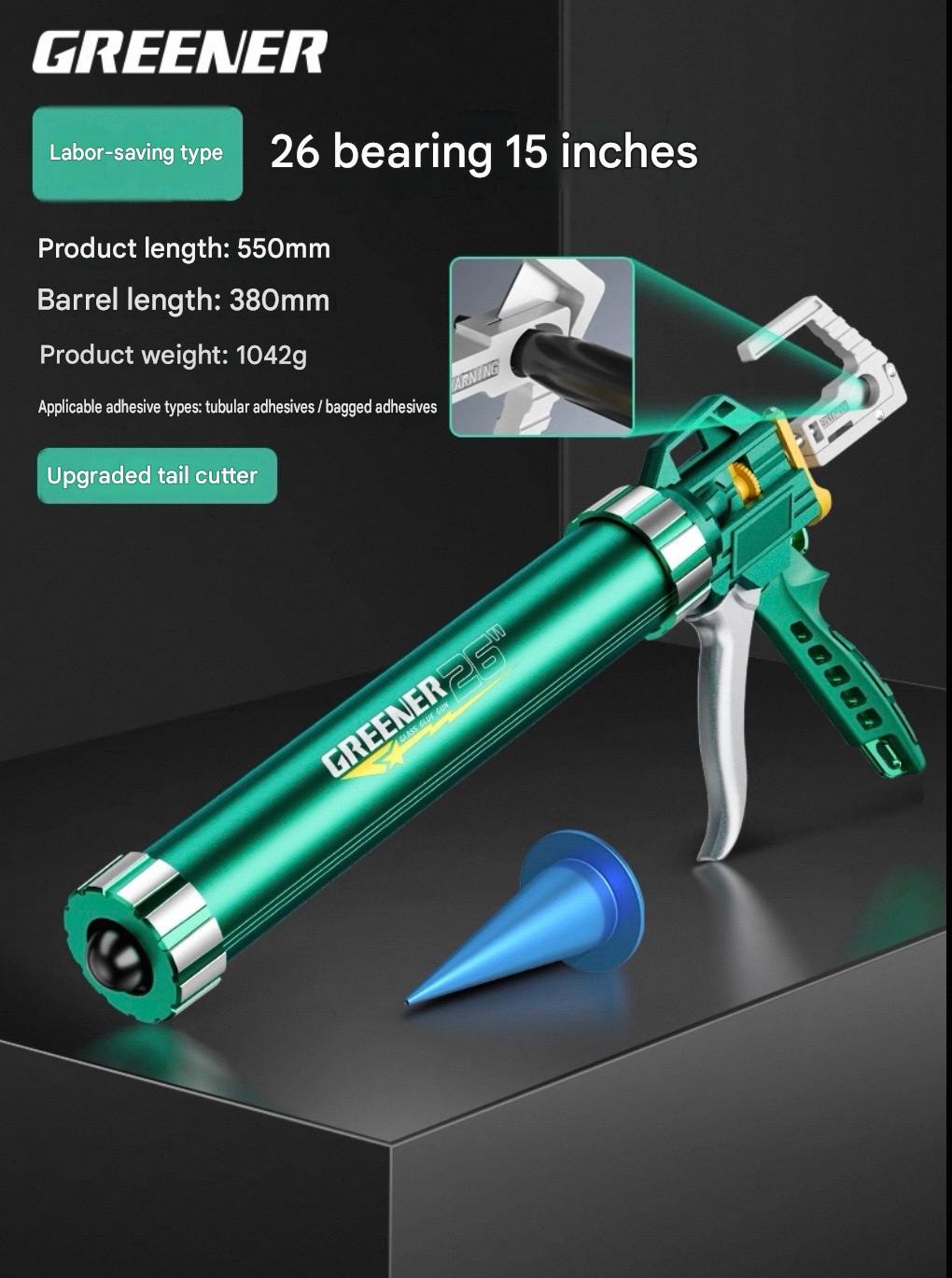 Greener 26-Bearing Heavy-Duty Caulking Gun