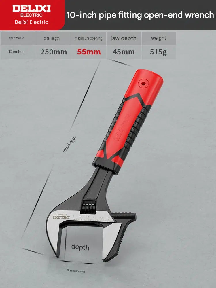 DELIXI Heavy-Duty Wide Jaw Adjustable Wrench