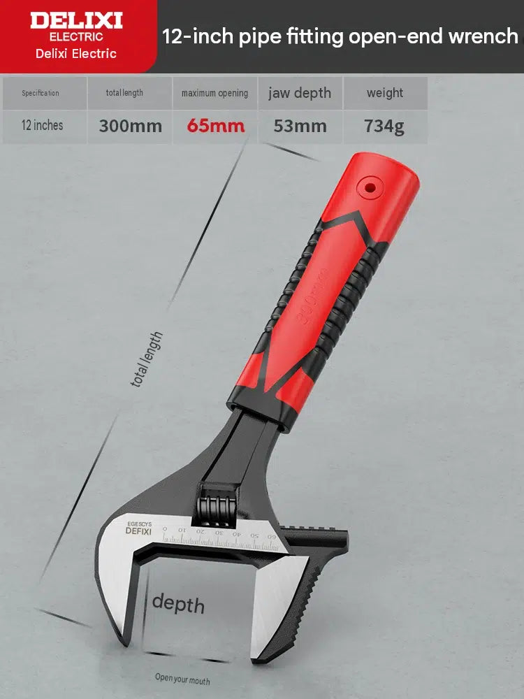 DELIXI Heavy-Duty Wide Jaw Adjustable Wrench